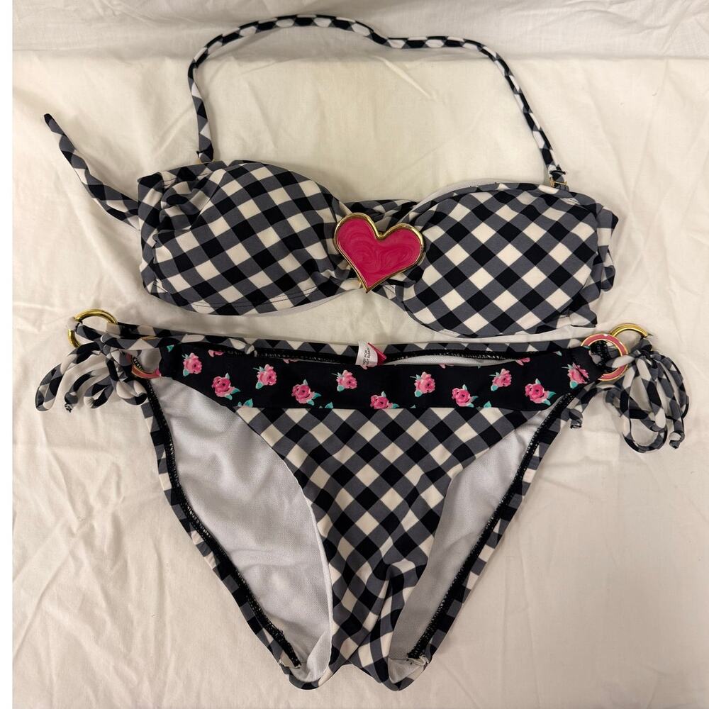 Sofia Cottagecore Gingham Floral Cherry Fairy 2pcs Bikinis Set Swim Beach Summer